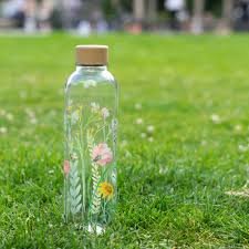 Floral Glass Water Bottle with Carry Handle - 761-12A image 2
