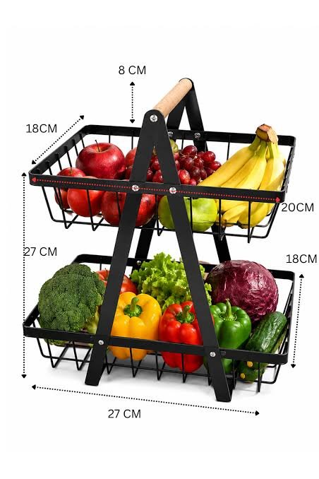 Black metal fruit and vegetable basket